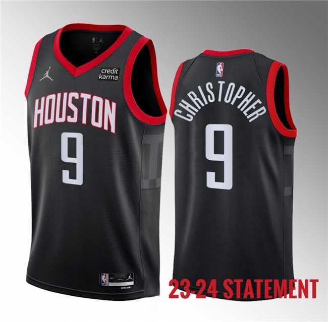 Mens Houston Rockets #9 Josh Christopher Black 2023 Statement Edition Stitched Basketball Jersey Dzhi